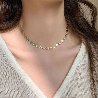 Flower 304 Stainless Steel Link Chain Necklaces for Women