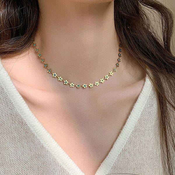 Flower 304 Stainless Steel Link Chain Necklaces for Women