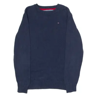 TOMMY HILFIGER Womens Jumper Blue Crew Neck Tight Knit L