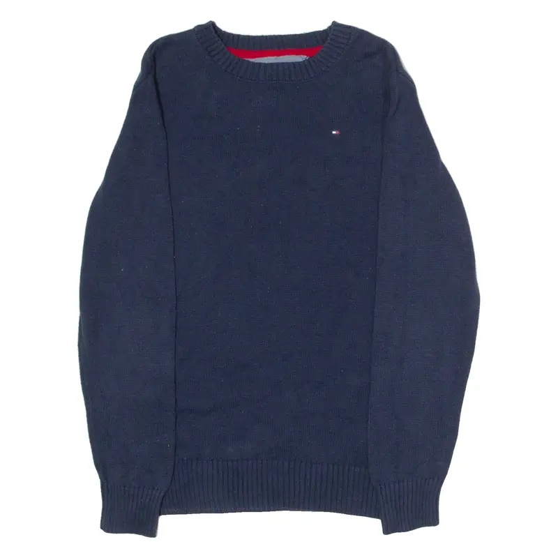 TOMMY HILFIGER Womens Jumper Blue Crew Neck Tight Knit L