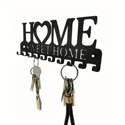 Sweet Home Decorative Wall Mount Key Holder with 10 Hooks - Vintage Metal Organizer for Home, Bedroom, Office & Car Keys - 1P...