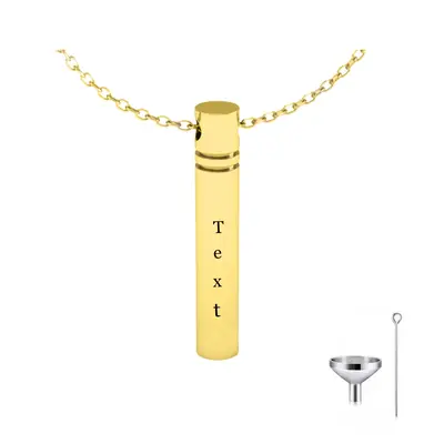 10K Gold Personalized Engraving & Bar Urn Necklace for Ashes