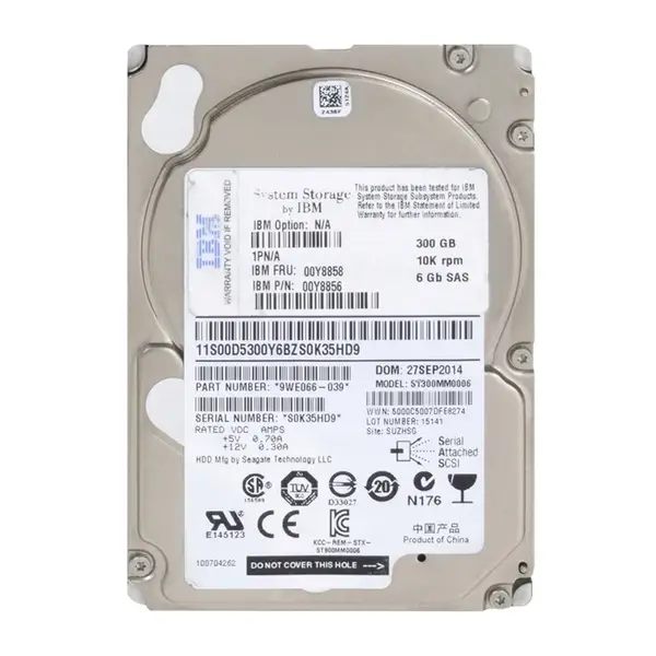 00Y8858 IBM 300GB 6Gb/s SAS 10000 2.5-Inch Hard Drive