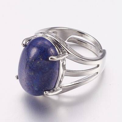 Natural Lapis Lazuli Wide Band Finger Rings