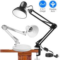 Metal Desk Lamp with Clamp, Swing Arm , Architect Adjustable Gooseneck Table Lamp, Clip Desk Lights for Home Office, Work, St...