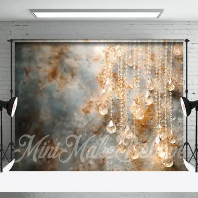 Abstract Glowing Crystal Pendant Retro Wall Backdrop - Aperturee