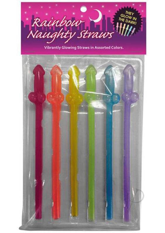 Gitd Rainbow Naughty Straws 6pk