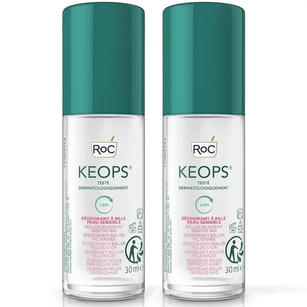 Roc Keops - Sensitive Deodorant - Aloe Vera - Sensitive Skin - Roll-on - PACK 2x30 ml