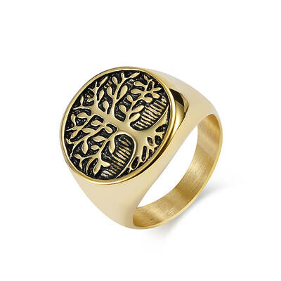 Retro Stainless Steel Tree of Life Finger Ring