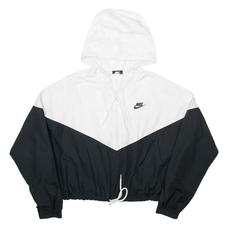 NIKE 1/2 Zip Cropped Womens Anorak Jacket White Hooded Colourblock XL