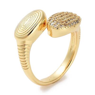 Rack Plating Brass Pave Clear Cubic Zirconia Open Cuff Rings