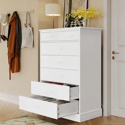 Sikaic 7 Drawers Dresser With Sturdy Base Storage Cabinet Bedroom Furniture Organization Design Organizer