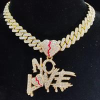 Men Women Hip Hop Loveless Pendant Necklace Cuban Chain Hip Hop Fashion Necklace - Christmas, Halloween, Birthday Gifts for F...