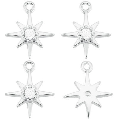 20Pcs Brass Clear Cubic Zirconia Charms
