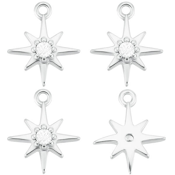 20Pcs Brass Clear Cubic Zirconia Charms
