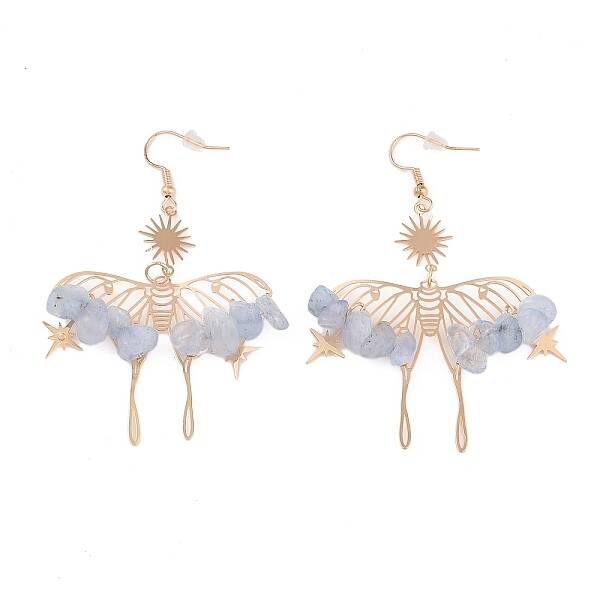 Natural Aquamarine Chips Dangle Earrings
