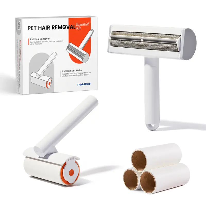 Pet Hair Removal Tool and Lint Roller Value Set, Extra Sticky Lint Remover and Reusable Dog Cat Hair Remover for Pet Hair Rem...