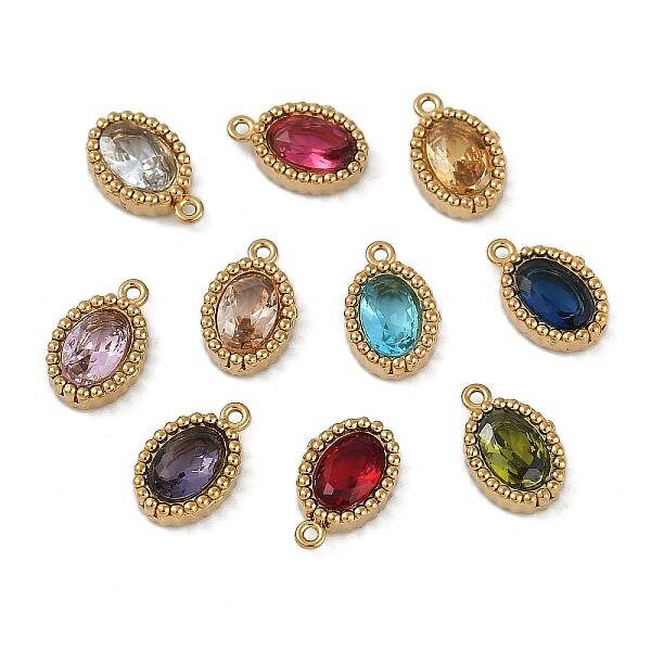 Ion Plating(IP) 304 Stainless Steel Micro Pave Cubic Zirconia Charms