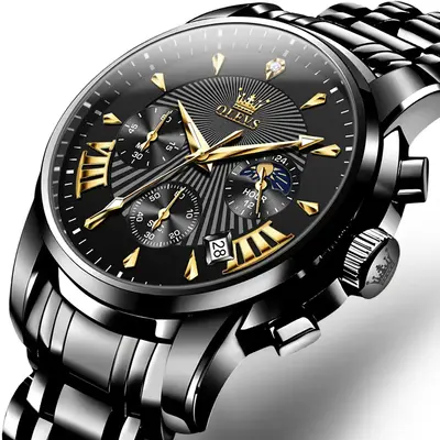 【dealsforyoudays】OLEVS Men's Watch Chronograph Business Dress Quartz Stainless Steel Water Resistant Luminous Date Wristw...