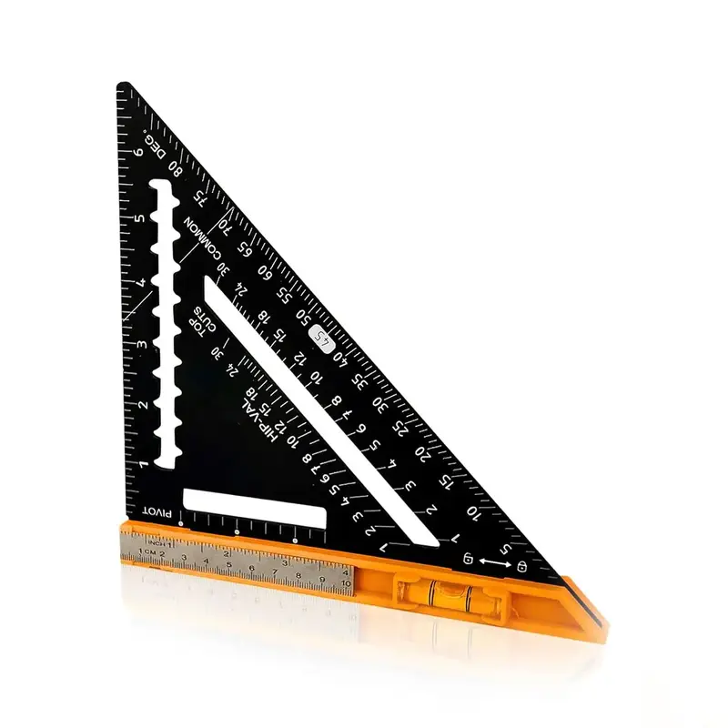 Carpenter Square, 7 Inch Level Rafter Square for Woodworking, Aluminum Triangle Tool, Adjustable Metal Ruler, Hand Measuring...