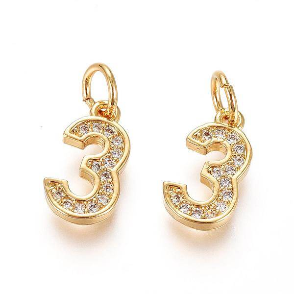Brass Micro Pave Clear Cubic Zirconia Charms