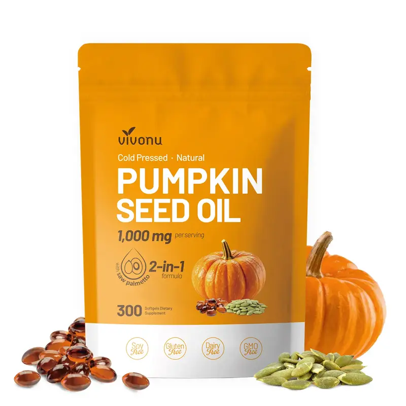 Natural pumpkin seed oil and saw palmetto softgel 1000mg high content plant esters 300 capsules