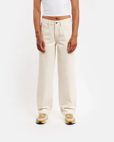 Baggy fit jeans in natural | Thread color: White | Waist rise: High | Hem length: Long