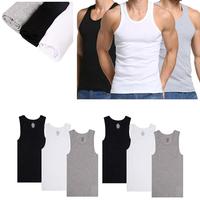 Premium Men's Compression Undershirts - 100% Soft Breathable Cotton Slim Fit Tank Tops for Fitness Gym Wear - Available in 3-...