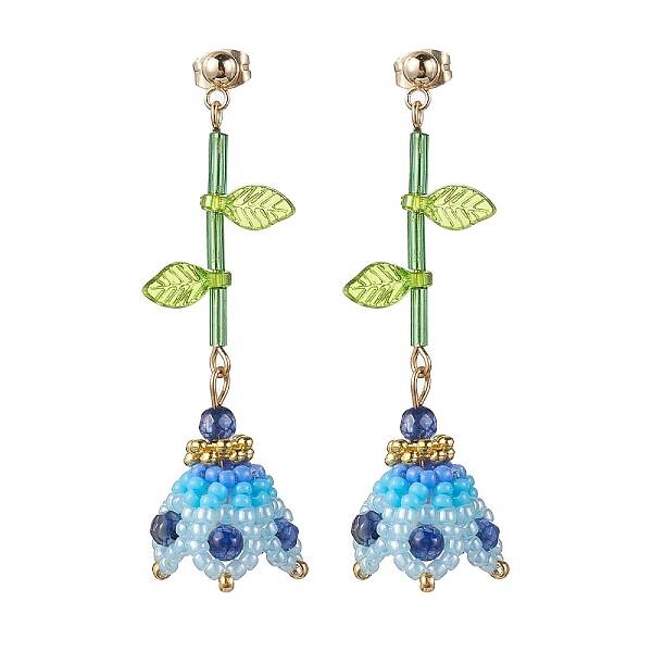 Dyed Natural Agate Dangle Stud Earrings