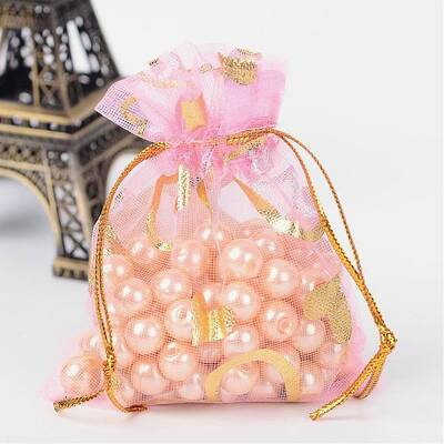 Heart Printed Organza Bags