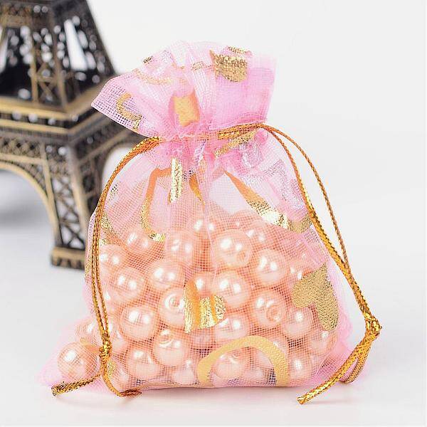Heart Printed Organza Bags
