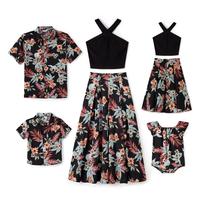 PatPat Family Matching Sets Floral Beach Shirt or Cross top A-line Skirt Co-ord Set Spingtok