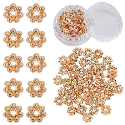 50Pcs Brass Daisy Spacer Beads