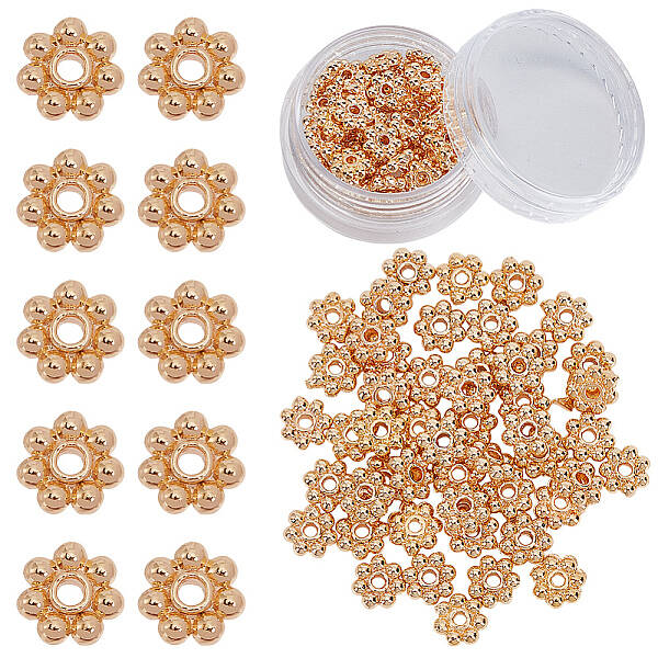 50Pcs Brass Daisy Spacer Beads
