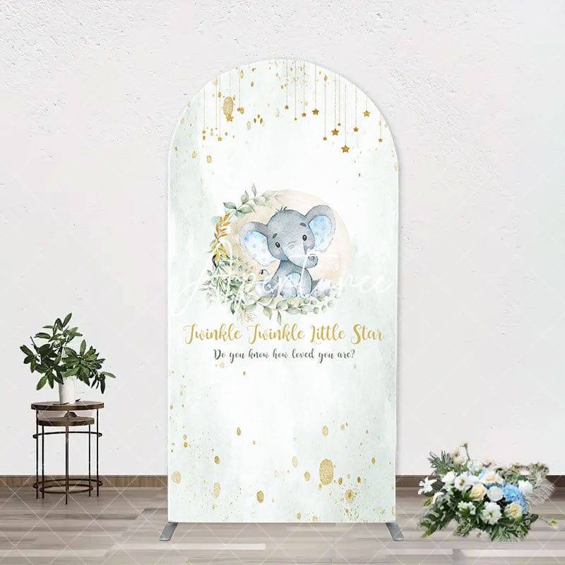 Twinkle Star Little Elephant Arch Baby Shower Backdrop
