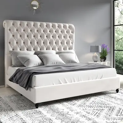 [Restock Sale]VanAcc Bed Frame with Sleigh Headboard 60\