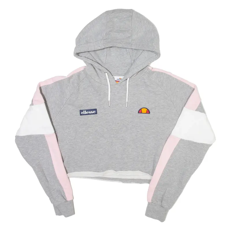 ELLESSE Crop Womens Grey Hoodie UK 12