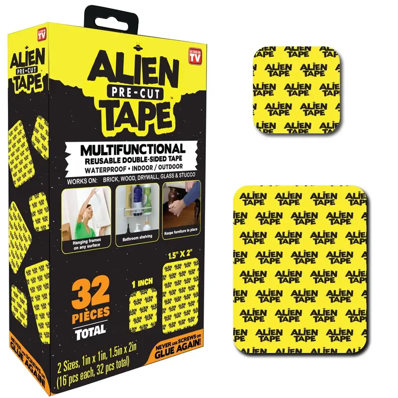 Alien Tape Pre-Cut Double Sided Tape - 32pcs Heavy Duty, Nano Tape, Double Sided Mounting Tape, Heavy Duty Double Sided Tape ...