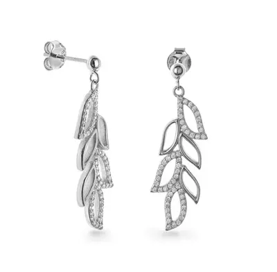 Again jewelry Delicate Silver Drop Earrings with Zirconia AJNS0023