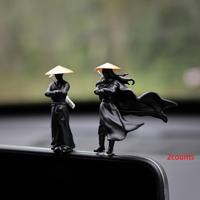 Car Interior Decoration, 2 Counts Mini Resin Swordsman Statue Ornament, Car Rearview Mirror and Dashboard Decoration, Home Of...