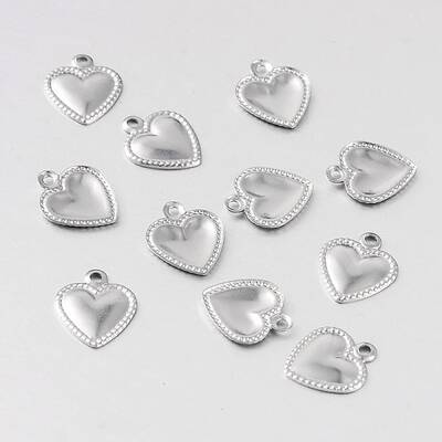 Non-Tarnish Heart 316 Surgical Stainless Steel Filigree Charms