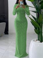 Women's Plain Long Sleeve Bodycon Dress, Casual Fashion Mock Neck Longsleeves Maxi Dress for Daily Wear, Ladies Clothes for S...