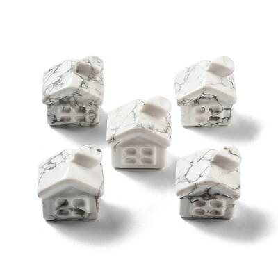Natural Howlite Carved House Figurines