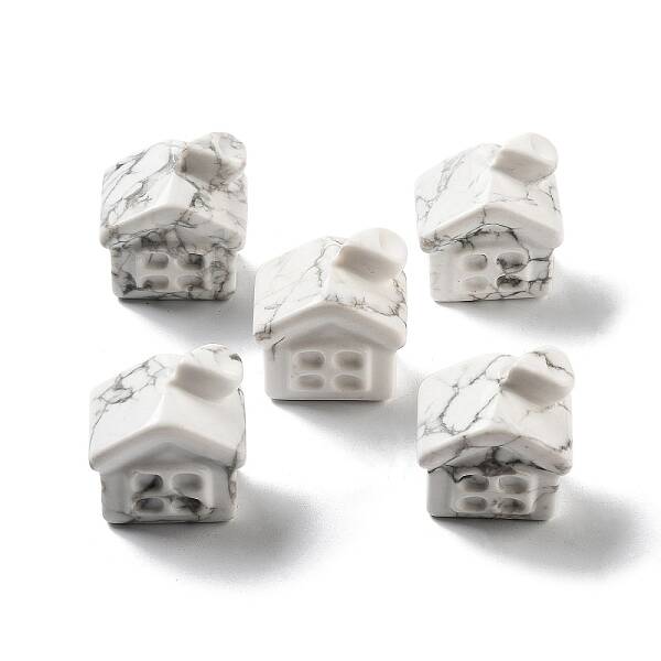 Natural Howlite Carved House Figurines