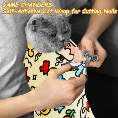2025 new style, cat cleaning and care tools, Self-Adhering Cat Grooming Wrap, clean cat paws, trim nails, clean ear canal res...
