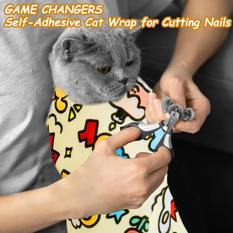2025 new style, cat cleaning and care tools, Self-Adhering Cat Grooming Wrap, clean cat paws, trim nails, clean ear canal res...