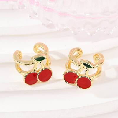 Brass Enamel Cuff Earrings