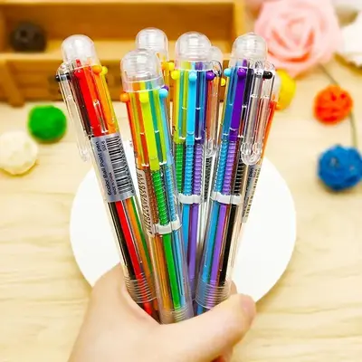 2pcs Multicolor Ballpoint Pen, 6-colors Retractable Ballpoint Pen for Office School Students