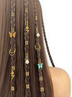Flower & Butterfly & Faux Pearl Decor Hair Braids Rings, Hollow Out Design Hair Rings for Women & Girls, Elegant All-match Fa...