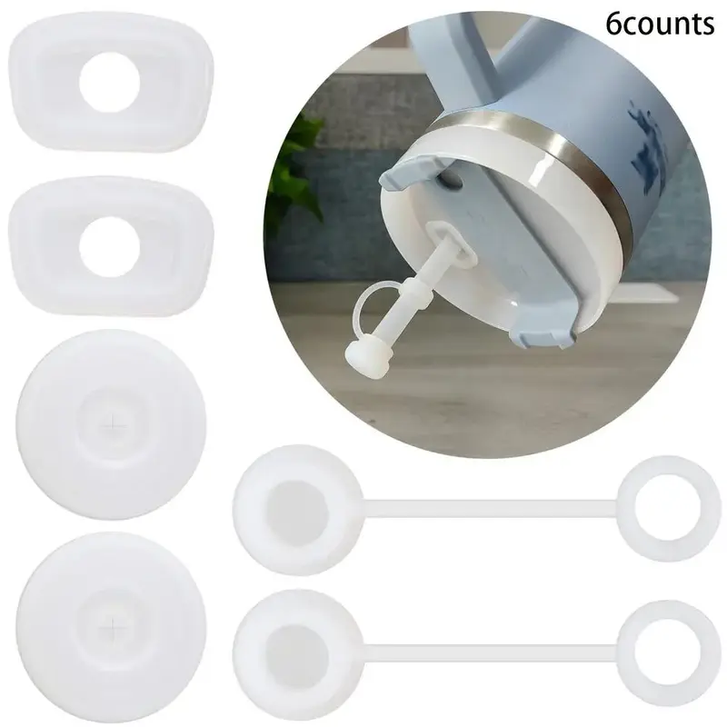 Silicone Spill Proof Stopper, 5/6 Counts Reusable Stopper for 40oz Tumbler with Handle Or 30oz, Drinkware Accessories for Hom...